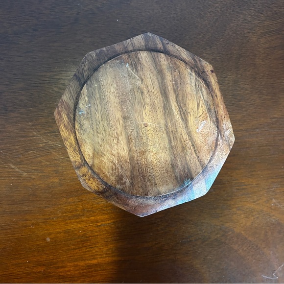 Brass Inlay Elephant Drink Coasters Floral Carved Wood Set of 6 - Picture 5 of 6